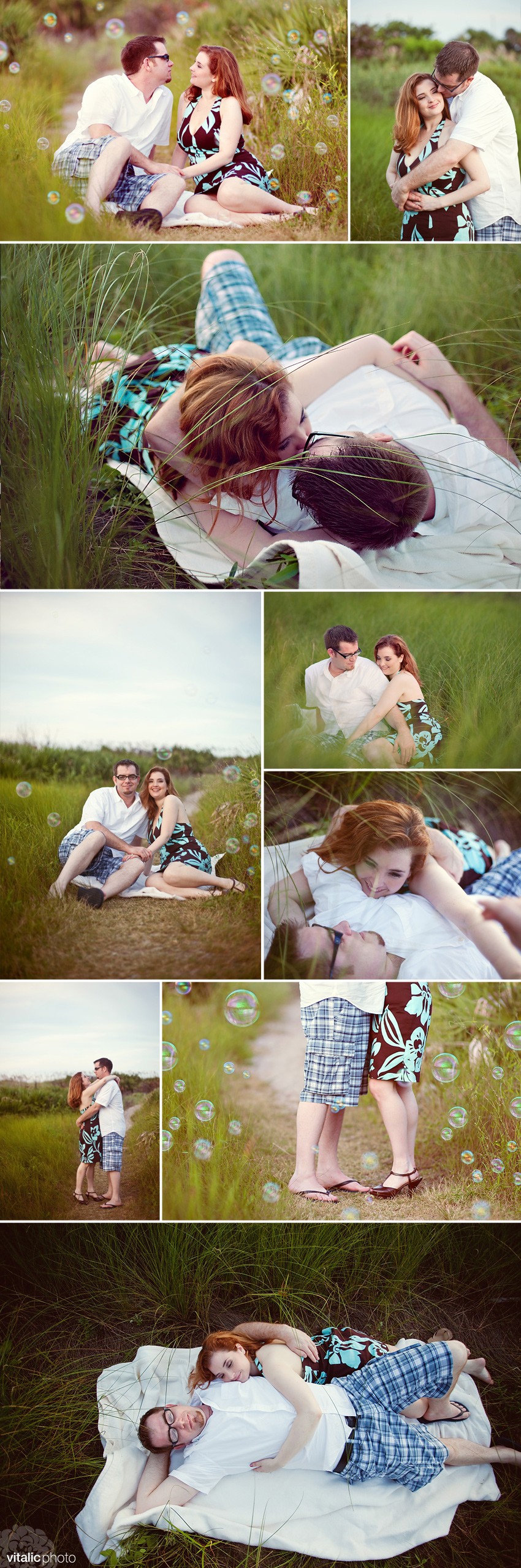 kb_01 kristy and brian engagement, engagement photography, engagement sebastian, esession photography, bubbles, engagement bubbles, bubbles photography, engagement vero beach, vero beach photography, couple photography, grass field