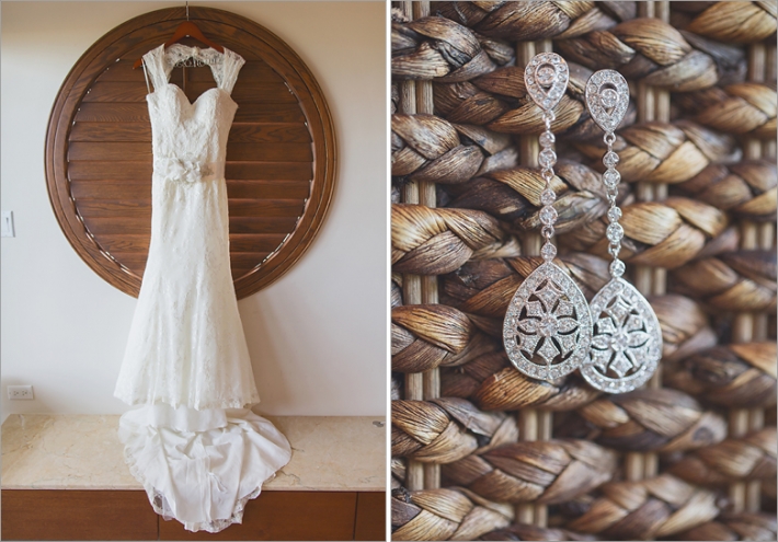 wedding dress and bridal jewelry