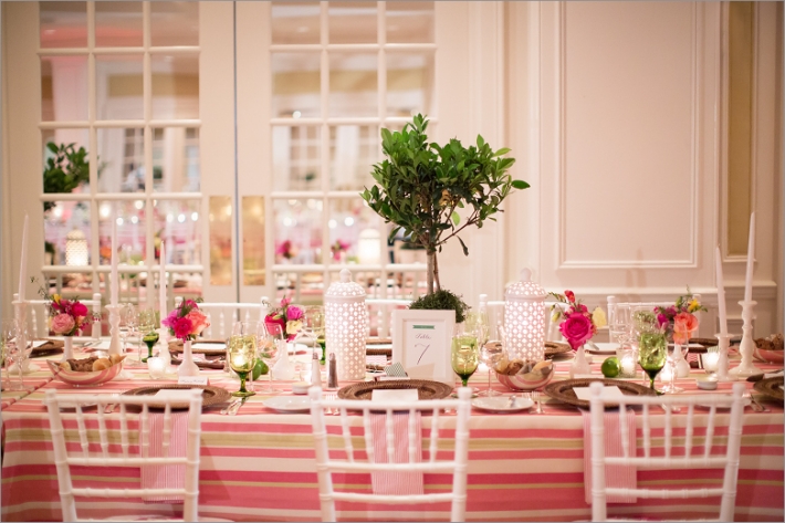 pink and green custom linens