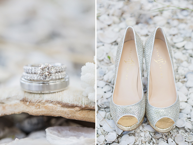beach wedding ring and shoes
