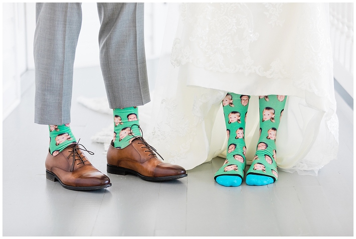 Up the Creek Farms matching socks wedding